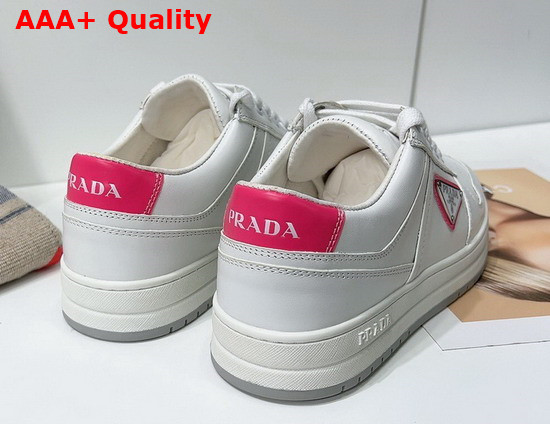 Prada Downtown Perforated Leather Sneakers White Pink Replica