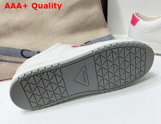 Prada Downtown Perforated Leather Sneakers White Pink Replica