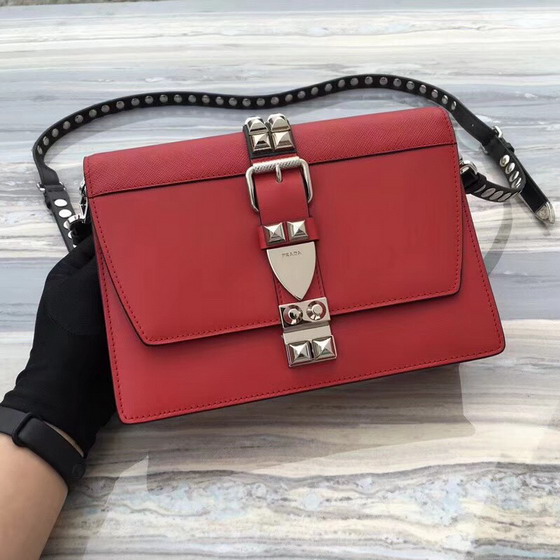 Prada Elektra Calf Leather Bag in Red