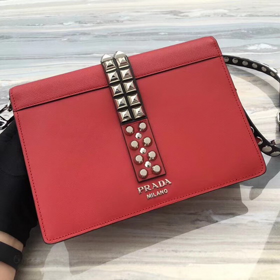 Prada Elektra Calf Leather Bag in Red