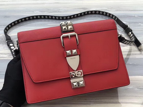 Prada Elektra Calf Leather Bag in Red