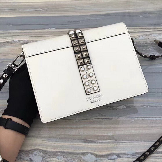 Prada Elektra Calf Leather Bag in White