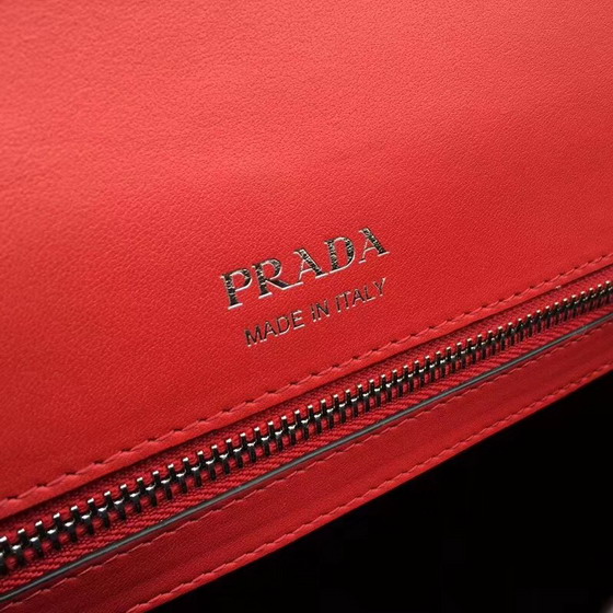 Prada Elektra Leather Shoulder Bag Red Calf Leather and Saffiano Leather