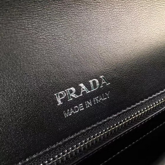 Prada Elektra Leather Shoulder Bag in Black Calf Leather and Saffiano Leather