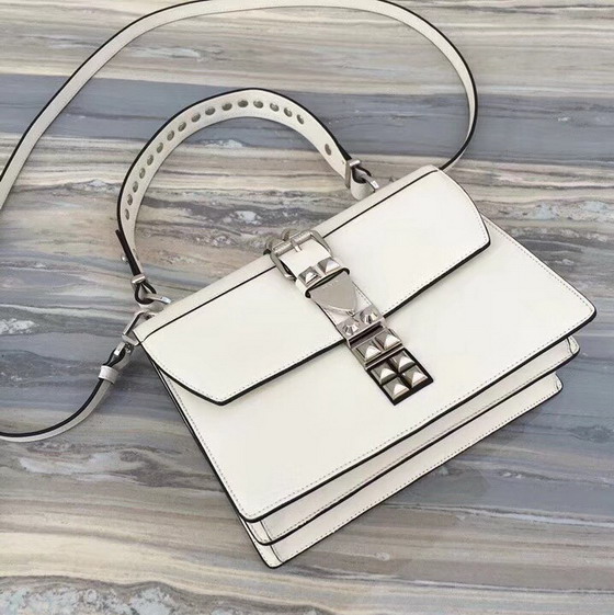 Prada Elektra Leather Shoulder Bag in White Calf Leather and Saffiano Leather