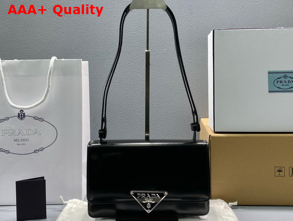 Prada Embleme Brushed Leather Bag in Black 1BD321 Replica