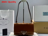 Prada Embleme Brushed Leather Bag in Tobacco 1BD321 Replica