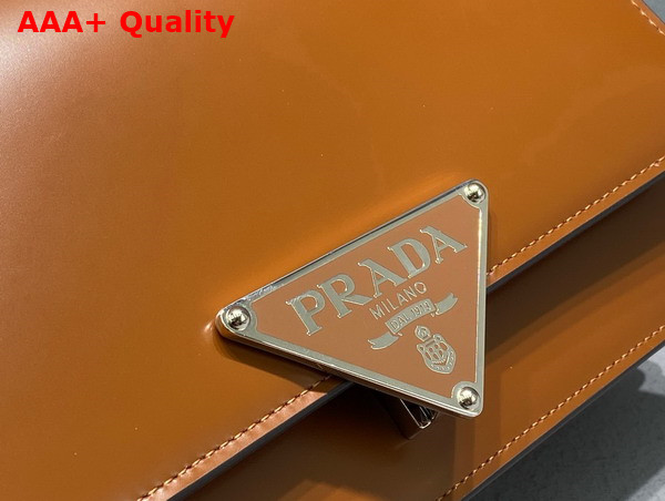 Prada Embleme Brushed Leather Bag in Tobacco 1BD321 Replica