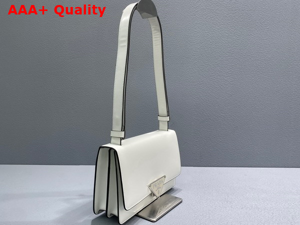 Prada Embleme Brushed Leather Bag in White 1BD321 Replica