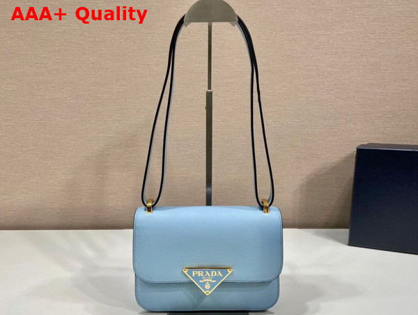 Prada Embleme Saffiano Shoulder Bag in Light Blue 1BD320 Replica