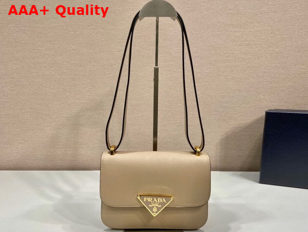 Prada Embleme Saffiano Shoulder Bag in Sand Beige 1BD320 Replica