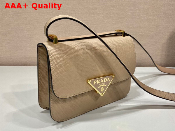 Prada Embleme Saffiano Shoulder Bag in Sand Beige 1BD320 Replica