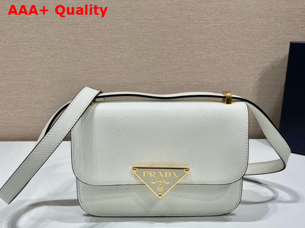 Prada Embleme Saffiano Shoulder Bag in White 1BD320 Replica