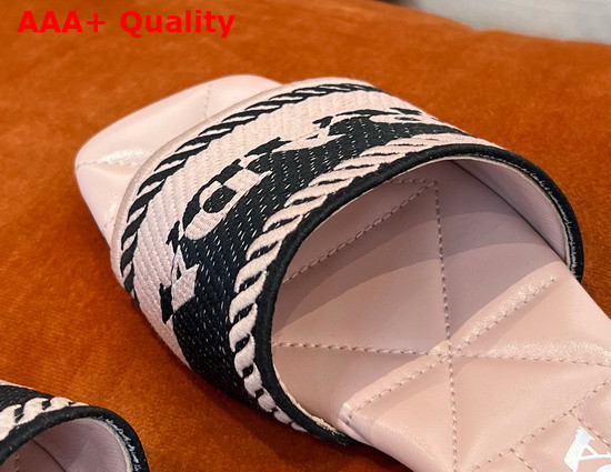 Prada Embroidered Fabric Slides Black and Pink Replica