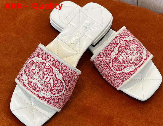 Prada Embroidered Fabric Slides in Pink Replica