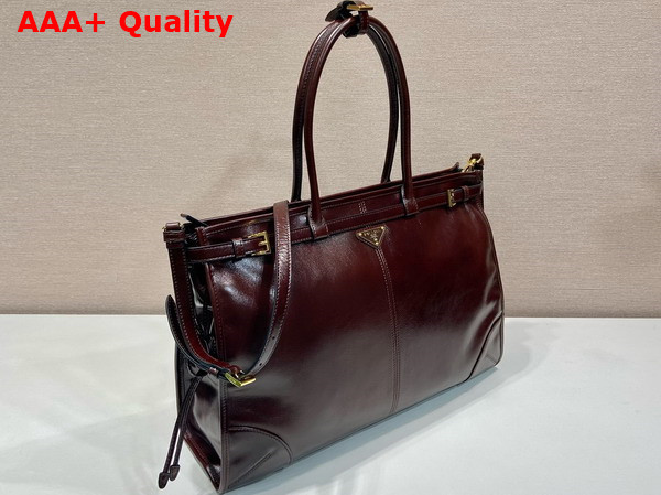 Prada Extra Large Leather Handbag in Dark Brown 1BA439 Replica