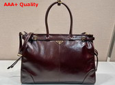 Prada Extra Large Leather Handbag in Dark Brown 1BA439 Replica