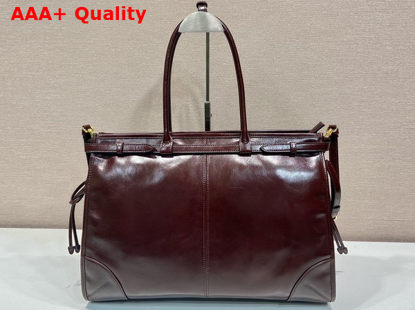 Prada Extra Large Leather Handbag in Dark Brown 1BA439 Replica