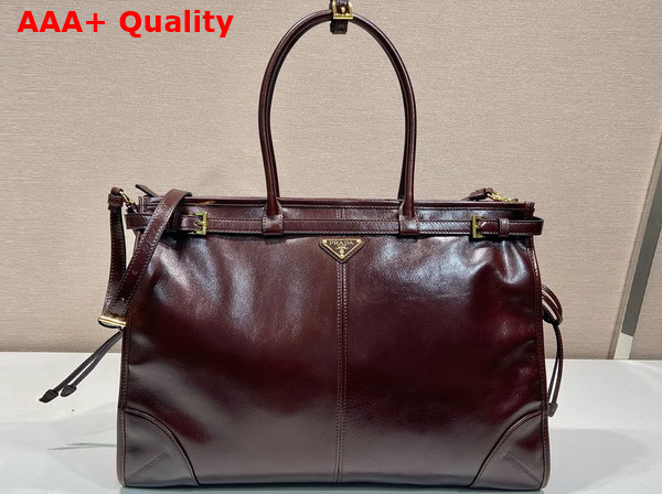 Prada Extra Large Leather Handbag in Dark Brown 1BA439 Replica