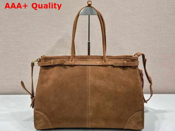 Prada Extra Large Suede Handbag in Cocoa Brown 1BA439 Replica