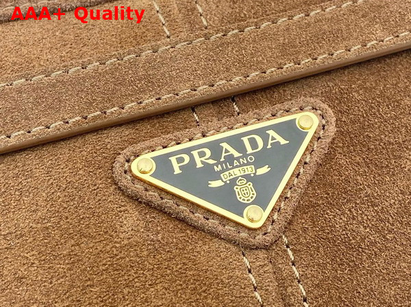 Prada Extra Large Suede Handbag in Cocoa Brown 1BA439 Replica