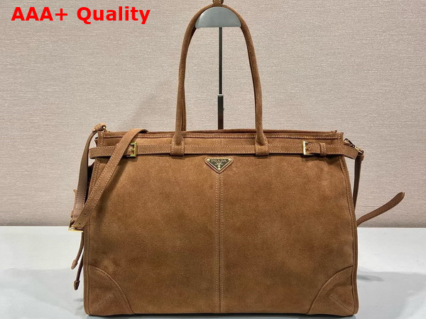 Prada Extra Large Suede Handbag in Cocoa Brown 1BA439 Replica