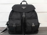 Prada Fabric Backpack in Black with Saffiano Leather Trim