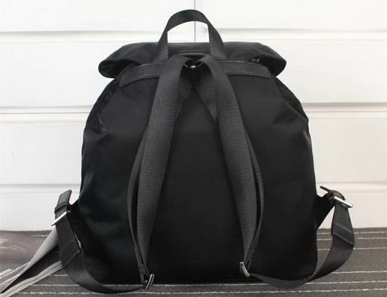 Prada Fabric Backpack in Black with Saffiano Leather Trim