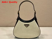 Prada Fabric and Leather Shoulder Bag Tan and Black 1BC179 Replica