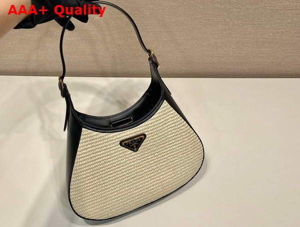 Prada Fabric and Leather Shoulder Bag Tan and Black 1BC179 Replica