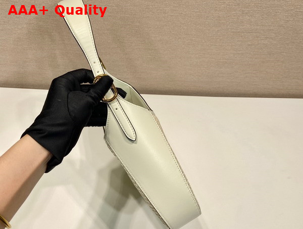 Prada Fabric and Leather Shoulder Bag Tan and White 1BC179 Replica