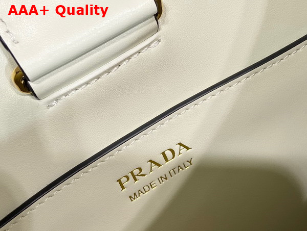 Prada Fabric and Leather Shoulder Bag Tan and White 1BC179 Replica