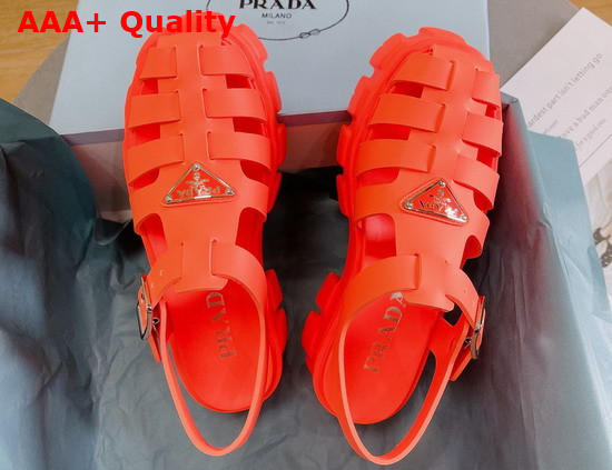 Prada Foam Rubber Sandals in Orange 1X853M Replica