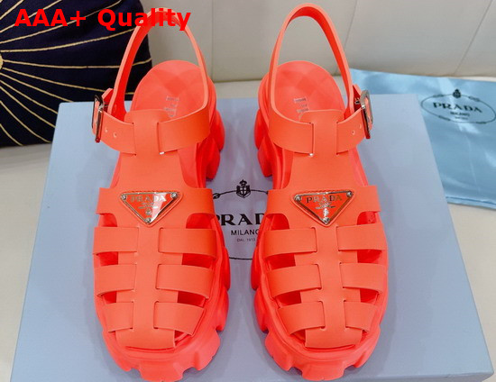 Prada Foam Rubber Sandals in Orange 1X853M Replica