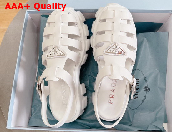 Prada Foam Rubber Sandals in White 1X853M Replica