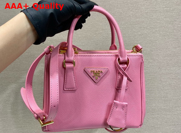 Prada Galleria Saffiano Leather Mini Bag in Pink 1BA906 Replica