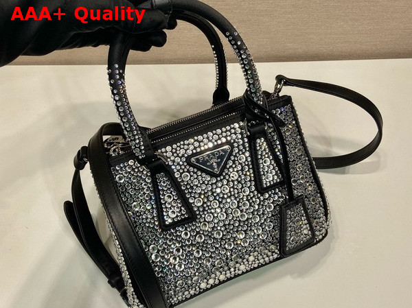 Prada Galleria Satin Mini Bag with Crystals Metal Color 1BA906 Replica