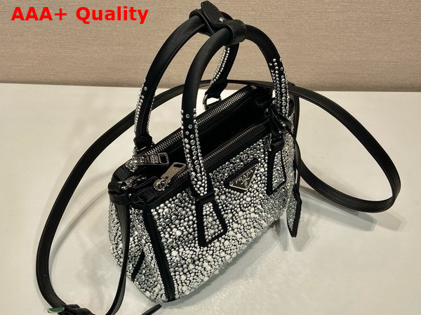 Prada Galleria Satin Mini Bag with Crystals Metal Color 1BA906 Replica