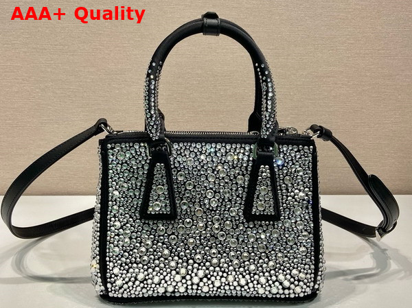 Prada Galleria Satin Mini Bag with Crystals Metal Color 1BA906 Replica