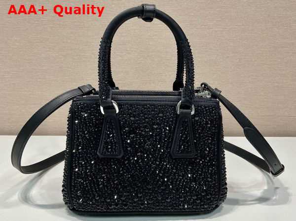 Prada Galleria Satin Mini Bag with Crystals in Black 1BA906 Replica