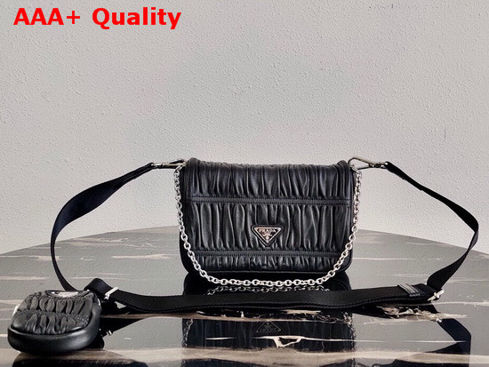 Prada Gaufre Nappa Leather Shoulder Bag in Black Replica