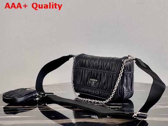 Prada Gaufre Nappa Leather Shoulder Bag in Black Replica