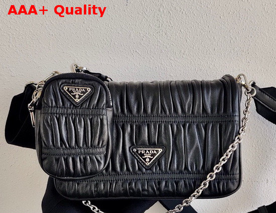 Prada Gaufre Nappa Leather Shoulder Bag in Black Replica