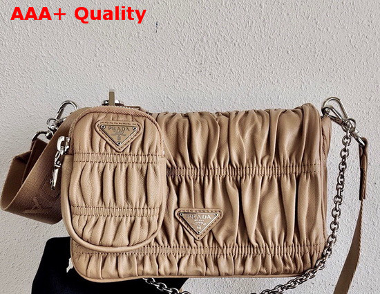 Prada Gaufre Nappa Leather Shoulder Bag in Cameo Beige Replica