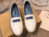 Prada Glace Calf Leather Espadrilles in White