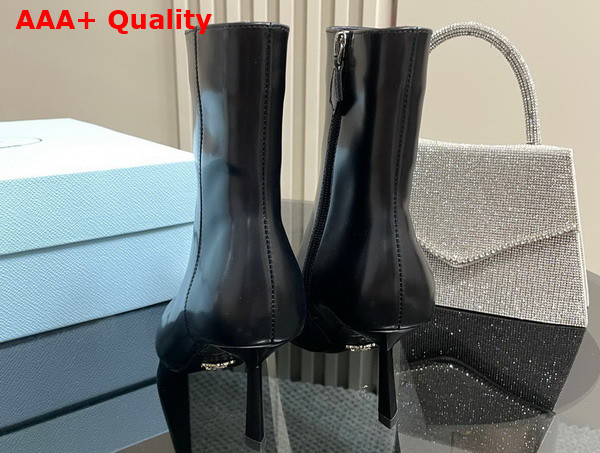 Prada High Heeled Leather Booties in Black Replica