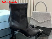 Prada High Heeled Leather Booties in Black Replica