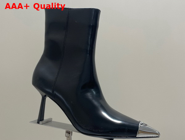 Prada High Heeled Leather Booties in Black Replica