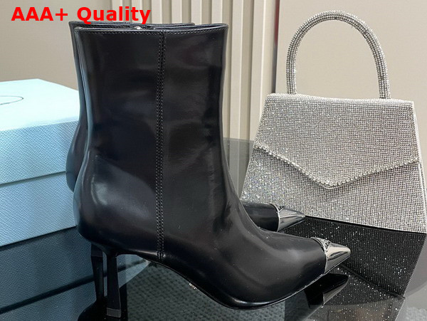 Prada High Heeled Leather Booties in Black Replica