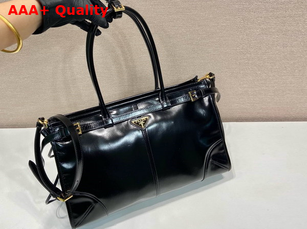 Prada Large Leather Handbag in Black 1BA433 Replica